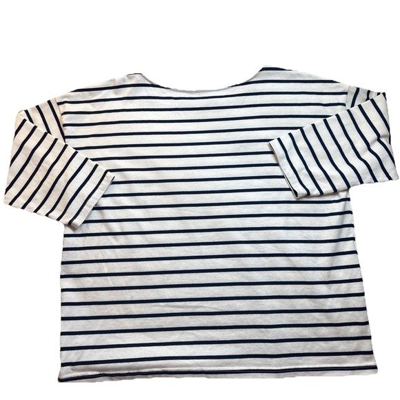 LLBean WMNS XL Stripe Navy/Cream Heavyweight Boatneck Top Coastal Nautical Prep - Picture 5 of 5